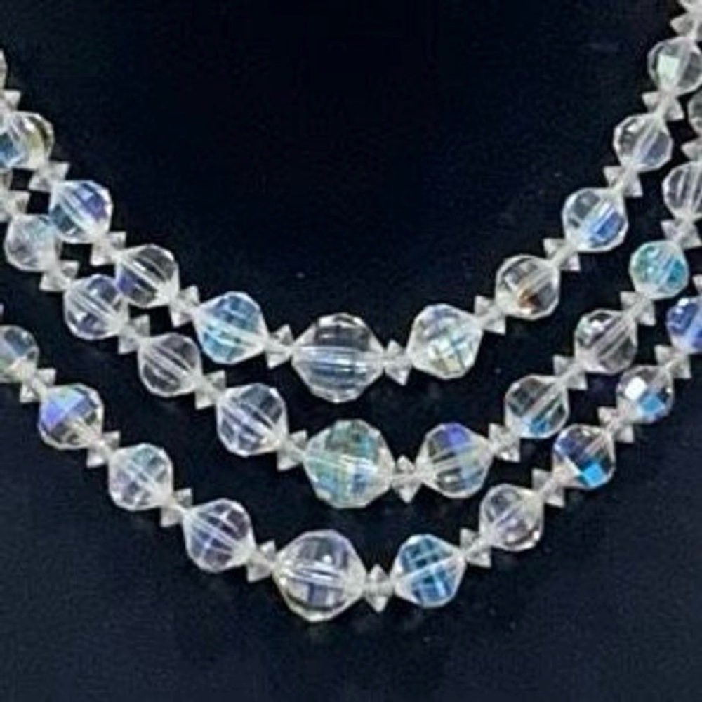 Vintage Laguna Layered Necklace 14"-16” 3” ext. AB
Aurora Borealis Triple Strand - Picture 4 of 9